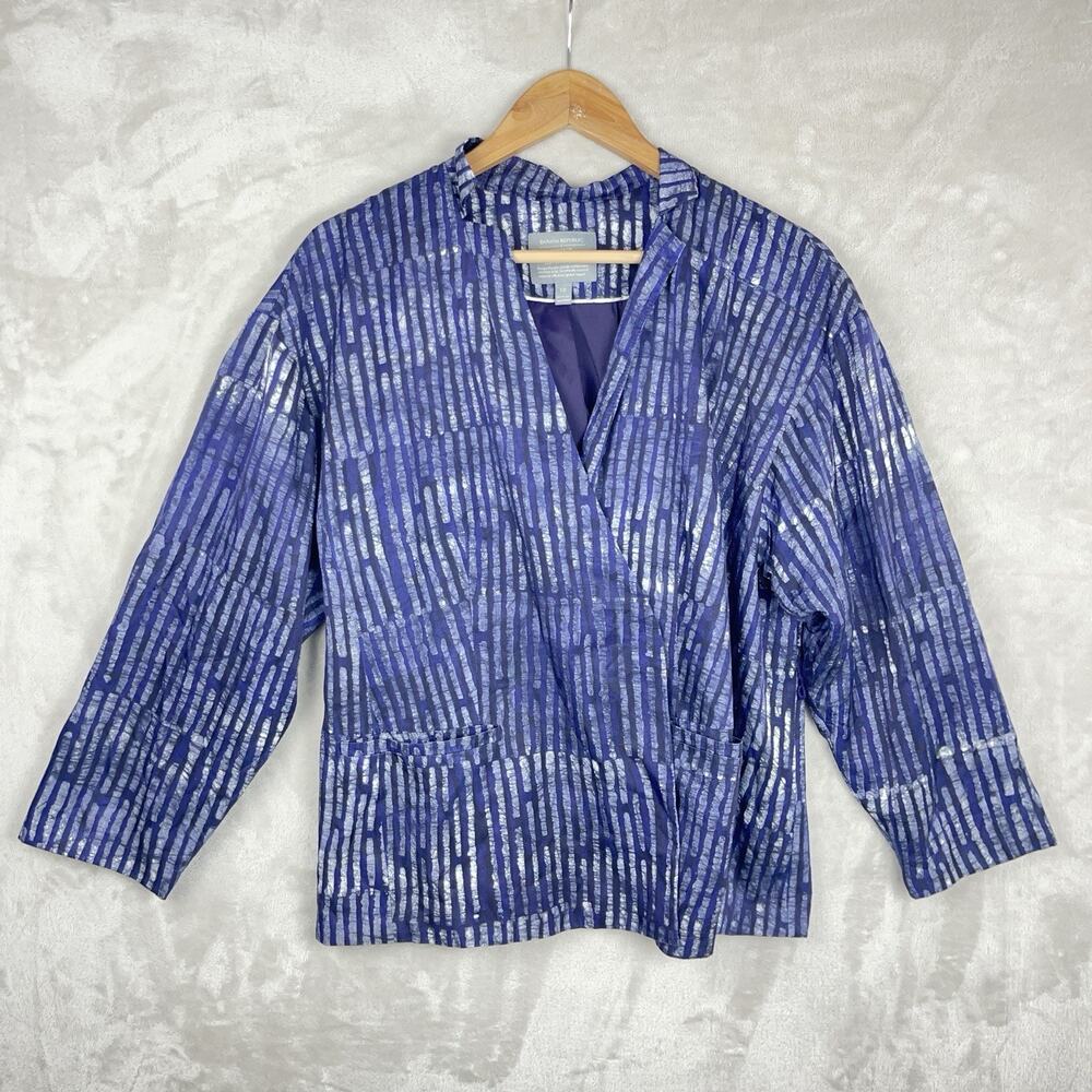 Banana Republic X Piece & Co Silk Blend Batik Blazer 10 Academia Limited Edition